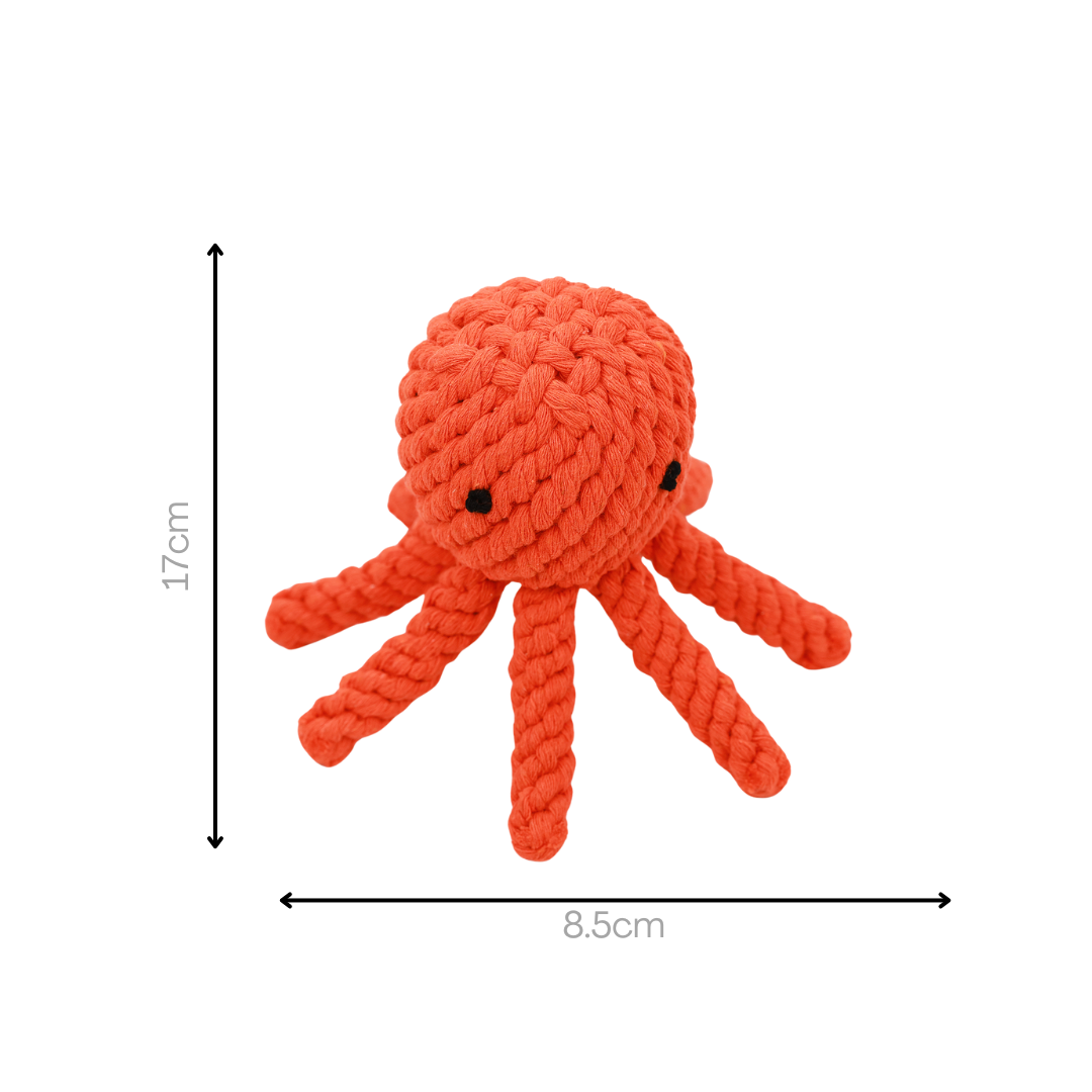 The large-sized octopus cotton rope woven pet toy is a captivating play item. Expertly crafted, it's made of soft cotton rope. Invites pets to play and have fun.