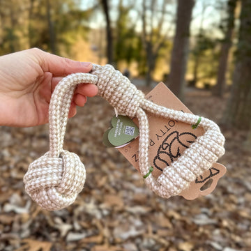 Forest Knot Hemp Rope Tug Toy with Handle