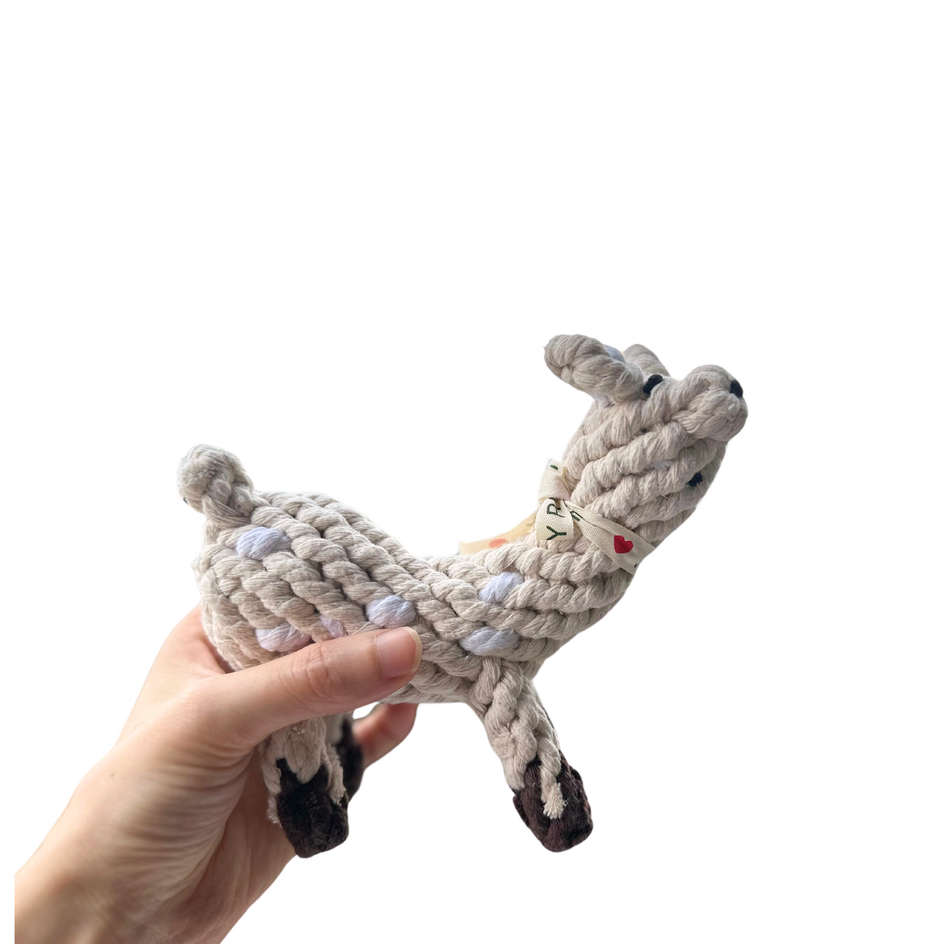 Alpaca Buddy Rope Toy - Handwoven Cotton Dog Toy: A durable, alpaca-shaped rope toy made from handwoven cotton. Perfect for chewing, tugging, and interactive play, this toy provides fun and comfort for your dog.