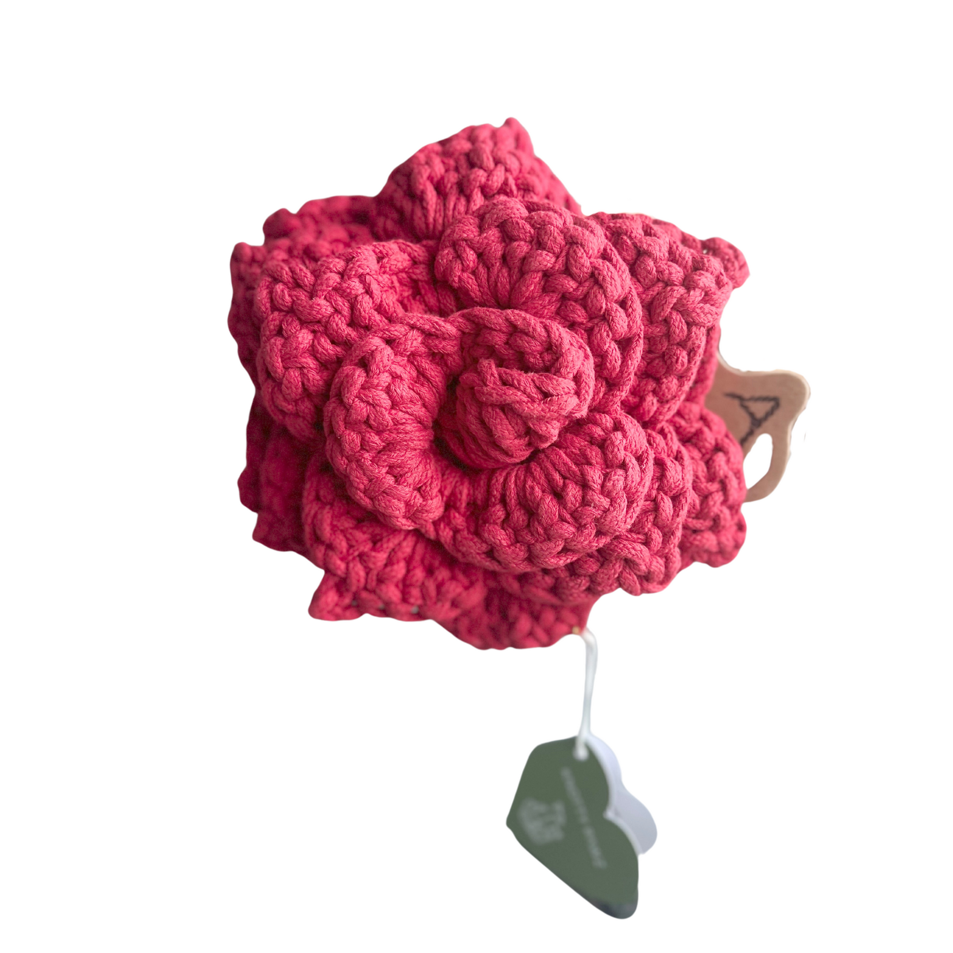 Crimson Blossom Tug Dog Toy - A vibrant, flower-shaped dog toy designed for tugging, chewing, and interactive play. Made from durable materials, this colorful toy offers both fun and stimulation for your pet.