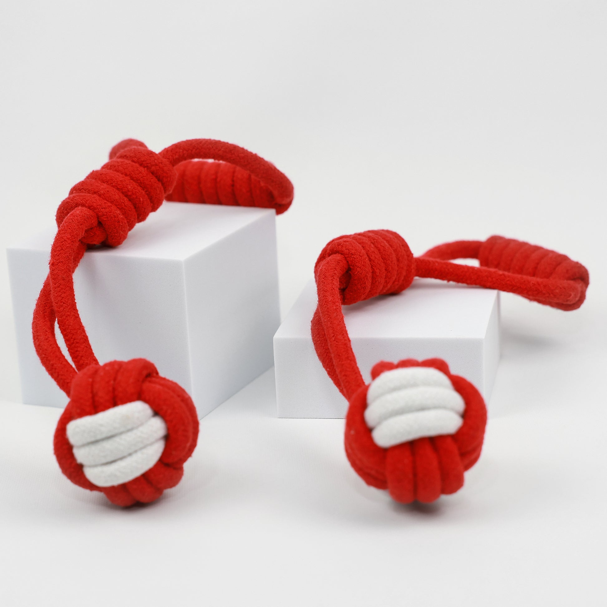 Christmas series cotton rope woven pet toy. Front view image showing the detailed craftsmanship and festive design, perfect for holiday enjoyment and pet playtime. Ideal for adding a seasonal touch to your pet's toy collection.