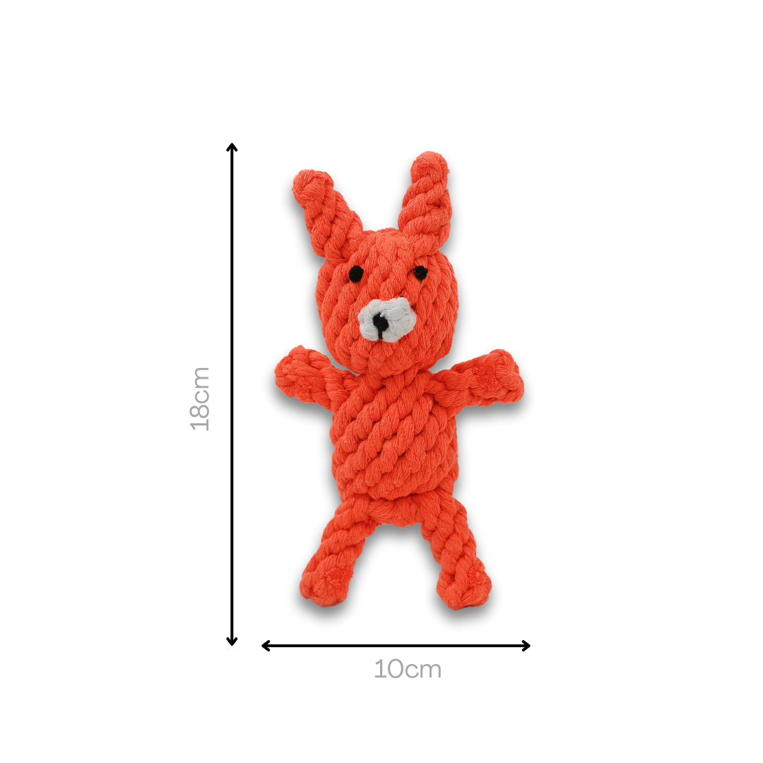 Handmade Eco-Friendly Eco-Fox Chew Rope Toy - A durable, handcrafted dog toy shaped like a fox, made from eco-friendly rope materials. Perfect for chewing, tugging, and playful interaction, combining sustainability with fun for your dog.