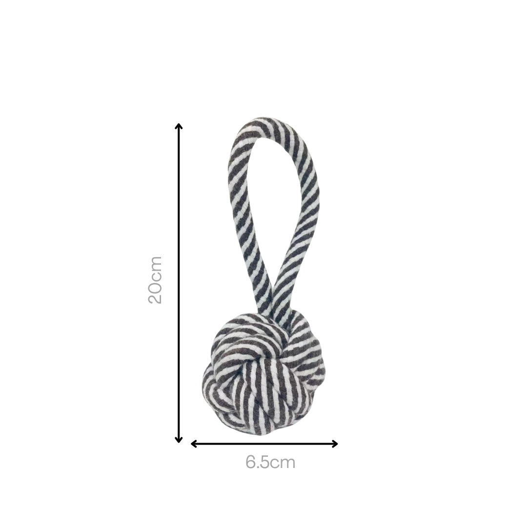 Black and white cotton rope woven pet toys. Fun and durable for your furry friends!