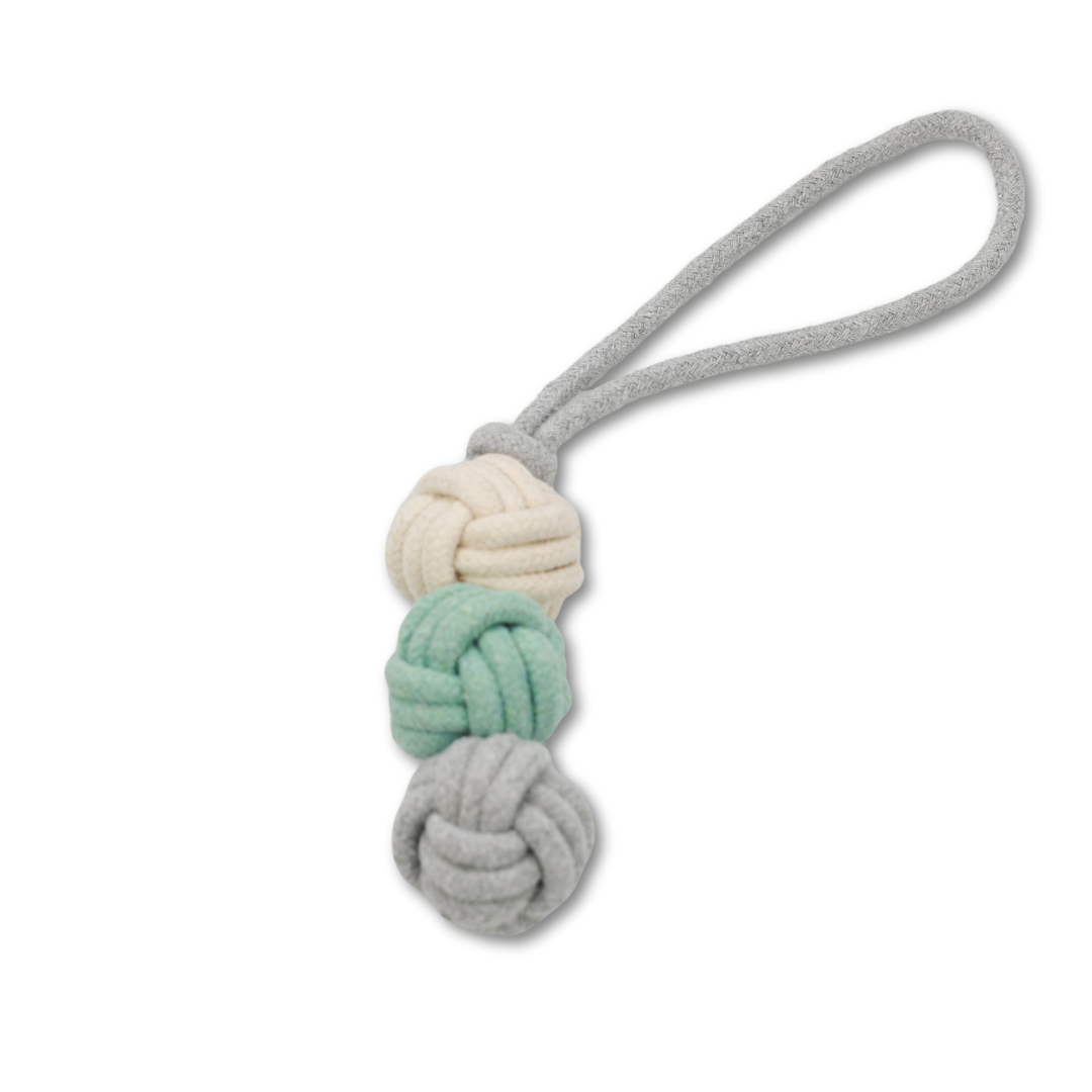 Three-knot cotton rope woven pet toy for interactive play