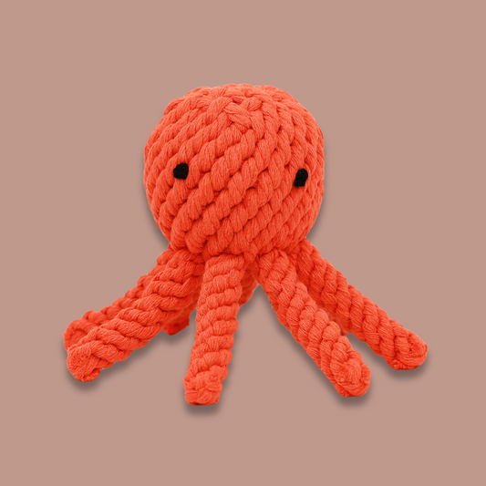 The large-sized octopus cotton rope woven pet toy is a captivating play item. Expertly crafted, it's made of soft cotton rope. Invites pets to play and have fun.