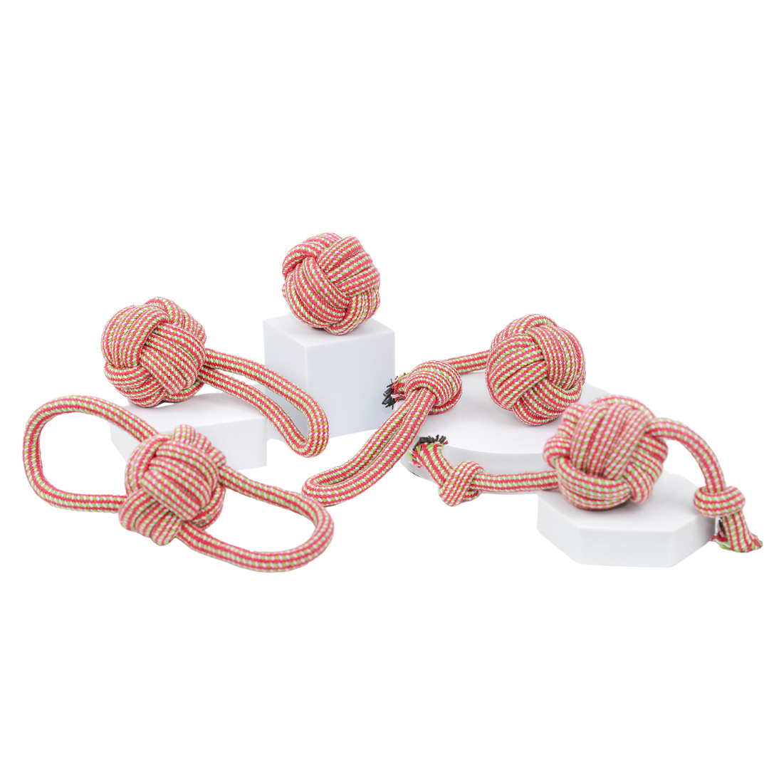 Red series cotton rope woven pet toys, soft and durable. Ideal for your furry friends!