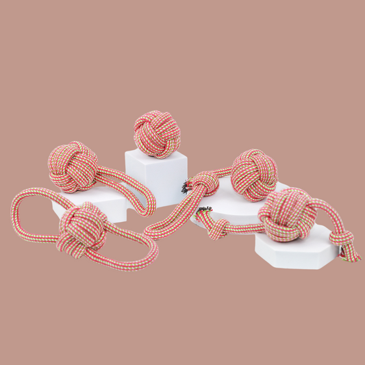 Red series cotton rope woven pet toys, soft and durable. Ideal for your furry friends!