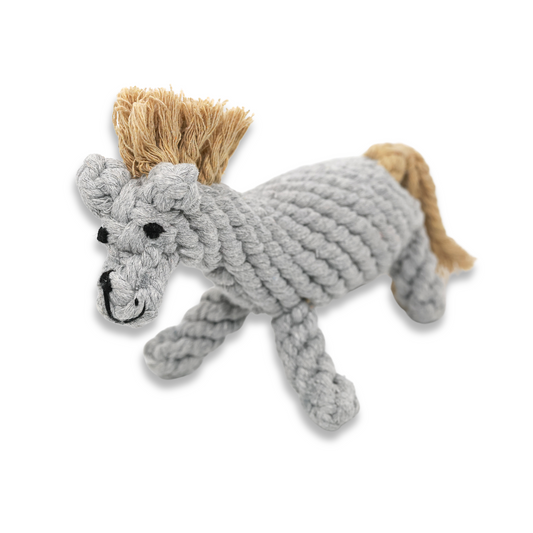 Gray horse cotton rope braided pet toy, perfect for your furry friends' playtime!