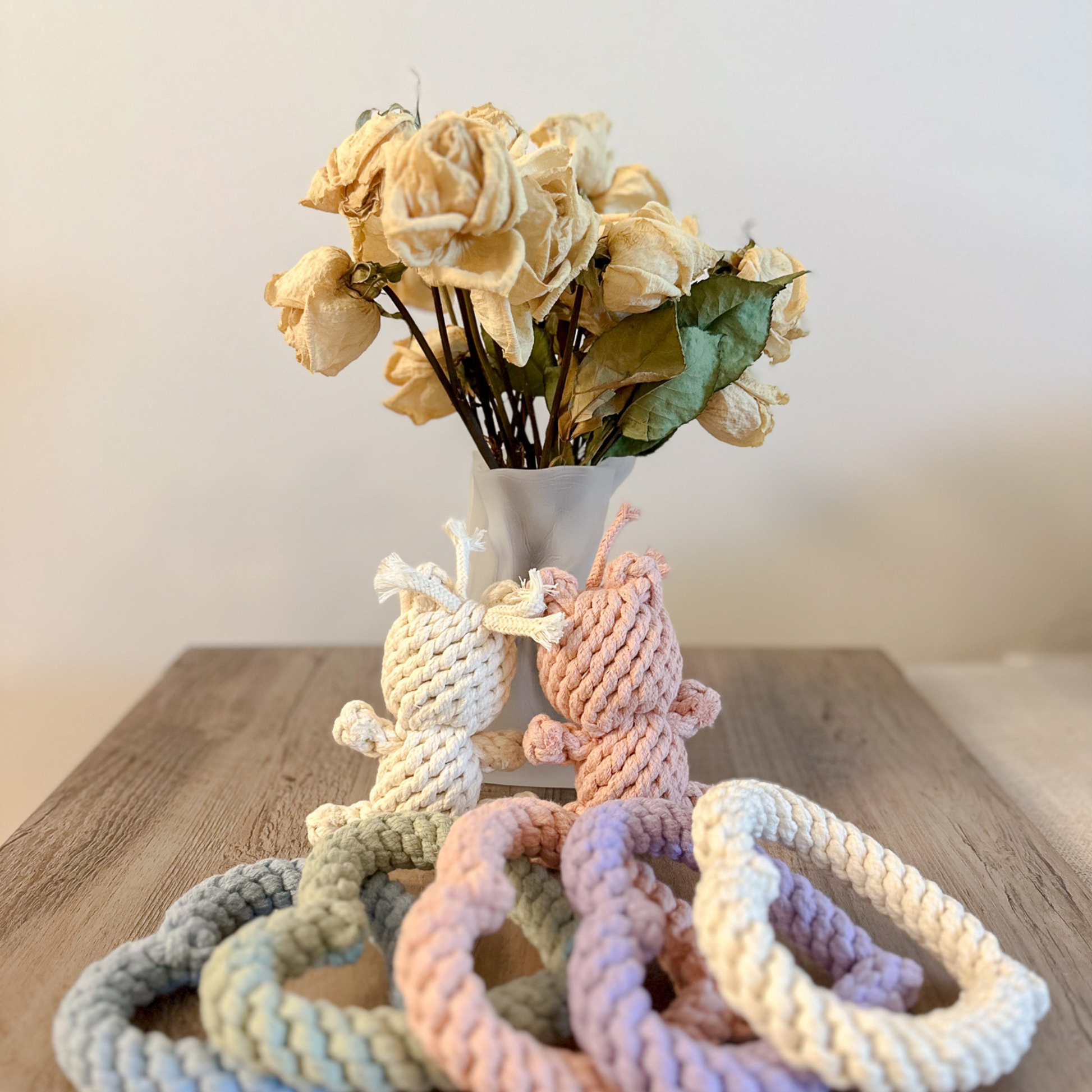 Adorable pet toys handwoven with love using cotton ropes. Fun and safe for your furry friends!