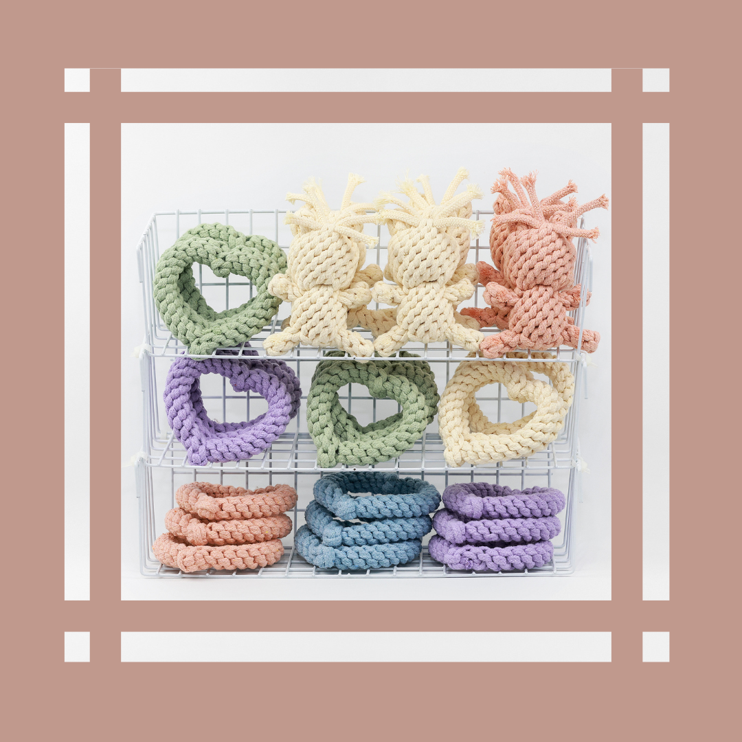 Adorable pet toys handwoven with love using cotton ropes. Fun and safe for your furry friends!