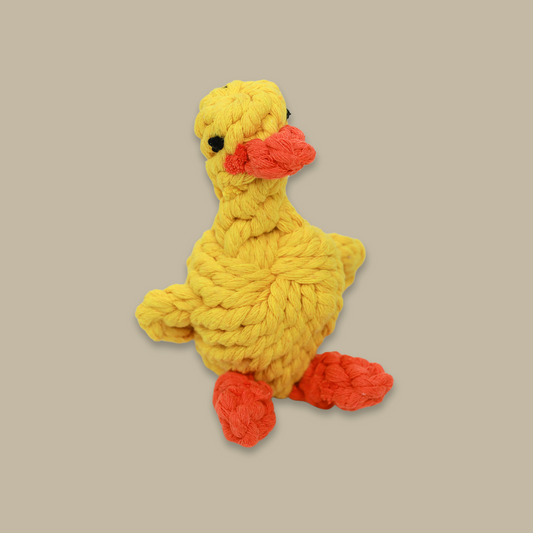 This cute yellow duck cotton rope weaving is a charming handmade creation. A must-have!