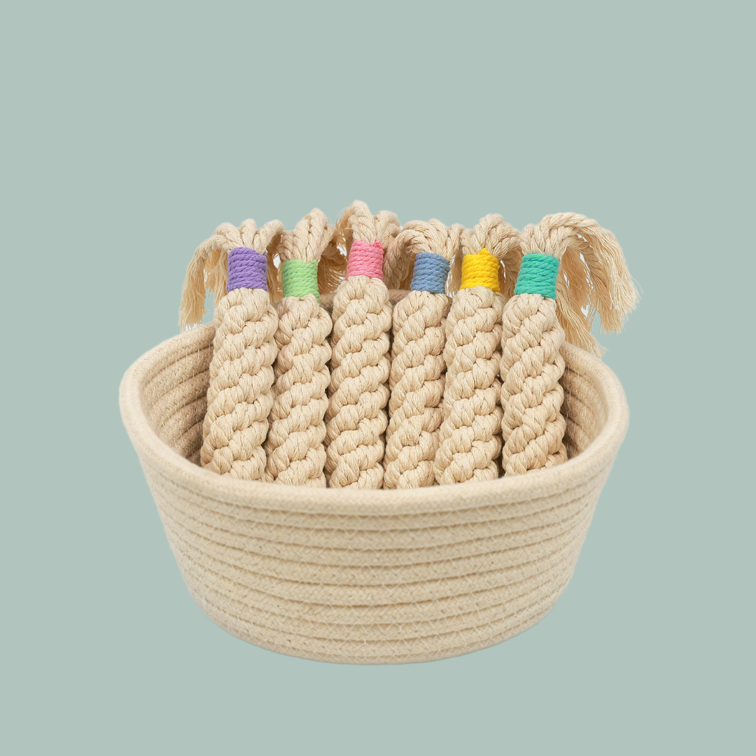 Colorful candy cotton rope woven pet toys, bringing joy and fun to your furry friends!