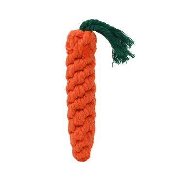 An orange large-sized pet toy made of carrot-shaped cotton rope. It&#39;s soft, colorful, and perfect for your furry friends to play and chew. A great choice for entertainment and exercise.